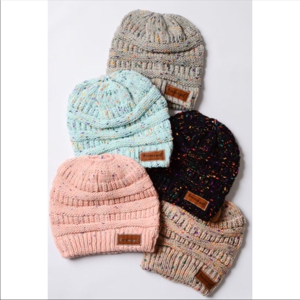 Pink Confetti Ponytail Hat Winter Hat.  So dang cute, Last One!!